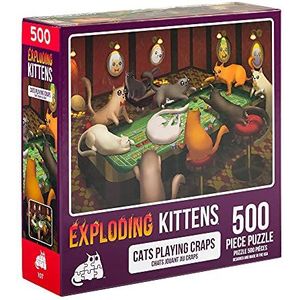 Exploding Kittens Legpuzzels voor volwassenen - katten spelen craps - 500 delige legpuzzels voor familieplezier & spelavond
