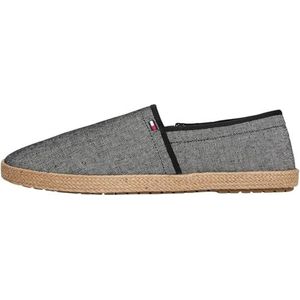 TOMMY HILFIGER HILFIGER CHAMBRAY ESPADRILLE - ZWART - Raffia-detail - Comfortabele Zool