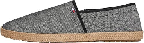 TOMMY HILFIGER HILFIGER CHAMBRAY ESPADRILLE - ZWART - Raffia-detail - Comfortabele Zool