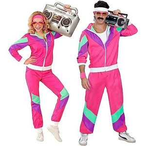 Widmann - Kostuum Tracksuit, roze, jaren 80 outfit, joggingpak, carnaval