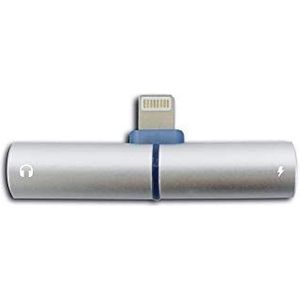 Metronic Kaorka 2-in-1 Adapter voor Apple iPhone (Lightning naar 3,5 mm jackstekker) kleur zilver