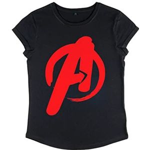 Marvel Classic - Avenger Paint Women's Rolled-sleeve Black M