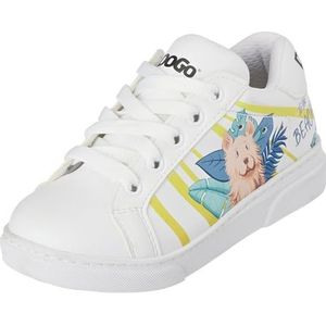 DOGO Unisex Enfants Vegan Blanc Baskets - Chaussures de Marche Confortables et Décontractées Faites à la Main, To the Beach Motif