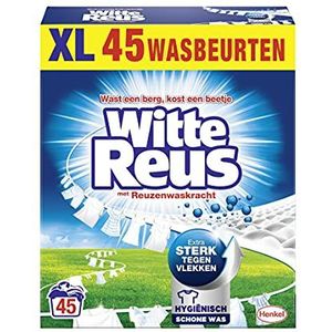 Witte Reus wasmiddel (45 wasbeurten), waspoeder voor de witte was, wasmiddel wast al schoon vanaf 20°C