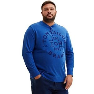 TOM TAILOR Uomini Plusize Henley shirt met lange mouwen 1035768, 19168 - Hockey Blue, XXL