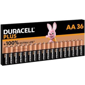 Duracell Plus AA-batterijen (36 stuks) - 1,5V-alkaline batterijen - Gaan tot 100% langer mee - Betrouwbaar voor dagelijks gebruikte apparaten - 0% plastic verpakking - 10 jaar te bewaren - LR6 MN1500
