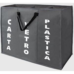 La Briantina Ecobag ruimtebesparende tas voor afvalscheiding, 3 vakken, papier van glas, kunststof, 60 x 32 x 48 cm, polyester