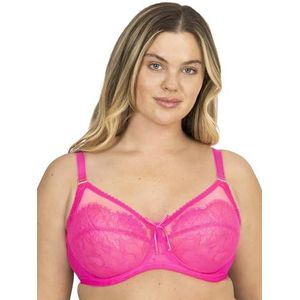 Smart & Sexy Women's Full Coverage Unlined Underwire, Lace & Mesh See, Plus Size Lingerie Inspired Retro Bra, Medium Pink, 40DD