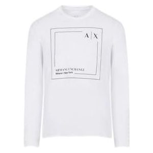 Armani Exchange Heren Katoen Jersey Long Sleeve Logo Tee Regular Fit T-Shirt, Wit, Extra Small, wit, XS