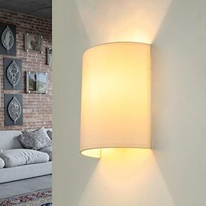 Wandlamp loft in moderne crèmekleurige stoffen kap 1x E27 tot max. 60W 230V wandlamp in compacte verlichting woonkamer slaapkamer