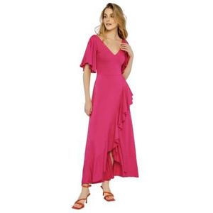 Madnezz House Dames jurk Juanita, V-hals, met ruches jurk, roze, XL, roze, XL