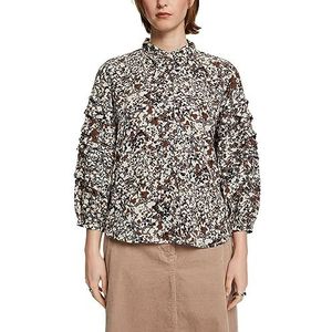 ESPRIT Gerecycled: chiffon blouse met patroon, bruin, XS