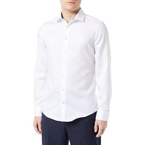 Seidensticker Zakelijk overhemd voor heren, slim fit, strijkvrij, kent-kraag, lange mouwen, 100% katoen, wit, 37