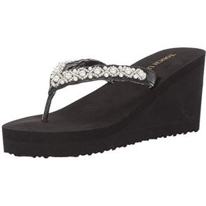 Touch Ups Women's Shelly Wedge Sandal, Black, 7 M US