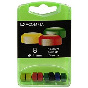 Exacompta - Ref 11045E - Kleine ronde magneten - 9mm diameter, 120g magnetische kracht - 6 verschillende kleuren (Pack van 8) - Geschikt voor gebruik op whiteboards, koelkasten of metalen oppervlakken