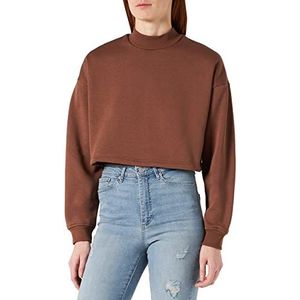 Urban Classics Dames sweatshirt cropped sweater kort gesneden, hoge kraag, oversized snit, buikvrij, maat XS tot 5XL, bark, 3XL