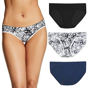 Maidenform Damesondergoed in bikinistijl (verpakking van 3 stuks), Zwart/Marker Floral/Navy Eclipse, M