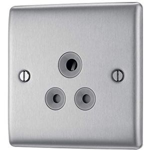 BG, stekker rond geborsteld staal Nexus, metaal, 5 A, inleg grijs