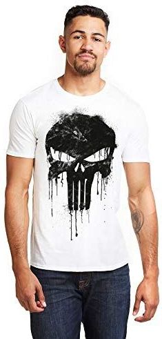 Marvel Avengers Punisher Skull T-shirt voor heren, Wit (Wit Wit), S