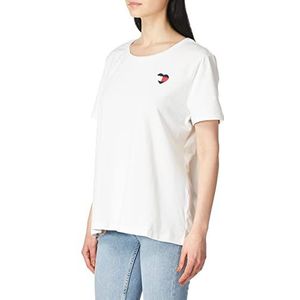 Tommy Hilfiger Dames Flag Heart Tee T-shirt, Helder wit hart, L