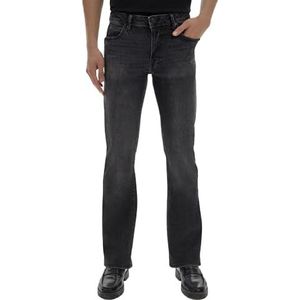 LTB Jeans Roden Jeans voor heren, regular van katoenmix, bootcut denim, donker met knoopsluiting, lage taille, grijs, Adoni Wash 54545, 38W x 32L