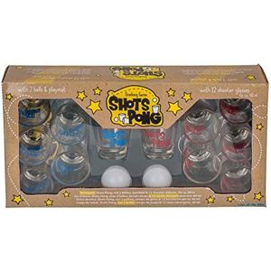 Out of the Blue 93/2087 drinkspel Shots Pong, met speelveld, 12 glazen en 2 ballen, voor ca. 60 ml, meerkleurig