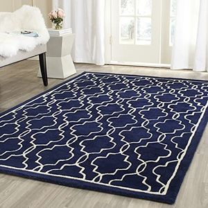 Safavieh tapijt Safavieh Geneva Area tapijt, handgeweven wollen tapijt in donkerblauw/ivoor, 121 X 182 cm 121 X 182 cm Donkerblauw/Ivoor