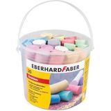 Eberhard Faber 526512 Stoepkrijt in 6 heldere kleuren, emmer met 20 krijtjes, voor kleurrijk schilderplezier op asfalt, straten en trottoirs