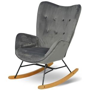 MEUBLE COSY Schommelstoel, relaxstoel, schommelstoel, stoel, woonkamerstoel, relax, lounge met gevoerde zitting, grijs, 68 x 87 x 98 cm