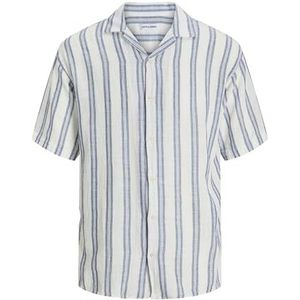 JJEENZO Stripe Resort Shirt SS SN, wit, XS