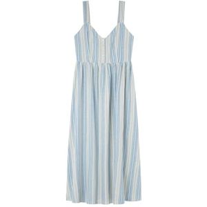 Midi-korsetjurk met strepen, Gathering AT Strap and Waist and Smock AT Back, Lichtblauw, 32
