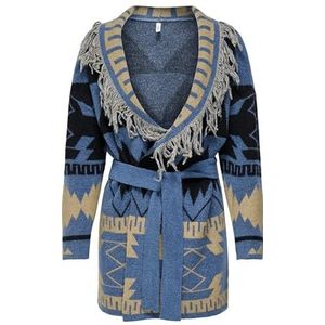 ONLY Gebreid vest 'ONLMICHIGAN'  sand / donkerblauw / zwart