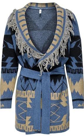 ONLY Gebreid vest 'ONLMICHIGAN'  sand / donkerblauw / zwart