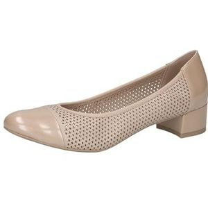 CAPRICE Damespumps met gatenpatroon, kleine hak, Beige kam., 39 EU