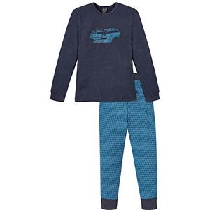 Schiesser Jongenspak lange tweedelige pyjama, blauw (donkerblauw 803), 140 cm