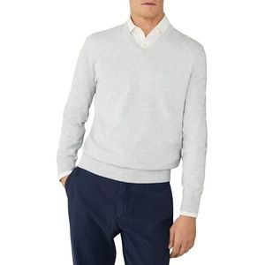 Hackett London Heren katoenen zijden V-hals gebreide kleding, Beige (Oesterwit), L