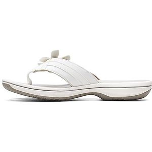 Clarks Brinkley Flora vrouwen – moederschap Flipflop, Witte synthetische, 38 EU