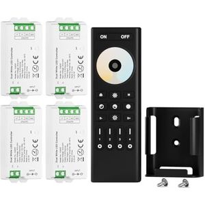 BTF-LIGHTING RF 2.4 GHz Draadloze Afstandsbediening RC02RFB &4 STKS C02RF Tuya Controller Kit 4 Zone Groepscontrole PWM CCT (+ CW WW) 3pin 5050SMD FCOB COB Dual Witte LED Strip DC5V DC12V DC24V