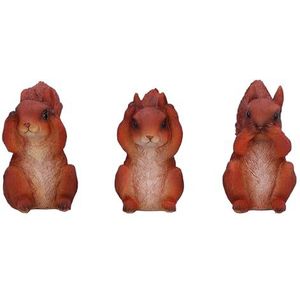 Nemesis Now Drie wijze eekhoorns 9cm, hars, rood, drie wijze rode eekhoorns, occulte eekhoorns beeldje trio set, eekhoorn geschenk, gegoten in de fijnste hars, vakkundig handgeschilderd