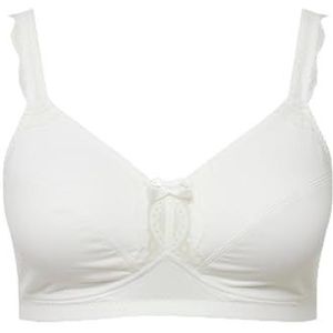 Ulla Popken, dames, grote maten, soft-beha, draadloos, katoen en kant, wit, 95E