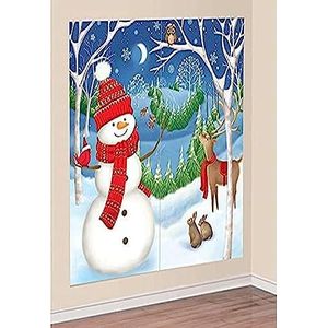 Amscan 671120 Kerst Sneeuwpop Scene Setter Kit-165cm x 85cm, Multicolor