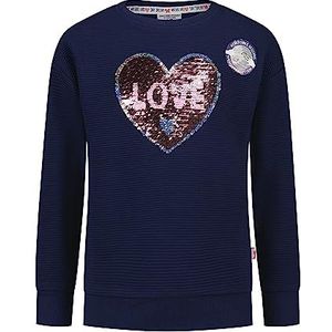 SALT AND PEPPER Sweatshirt voor meisjes en meisjes, Heart Rev. Sequins, True Navy, 128/134 cm