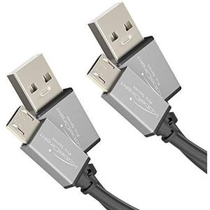 KabelDirekt - Micro USB 2.0 kabel - 2x 1 m - (High Speed datakabel en oplaadkabel, geschikt voor smartphones en tablets met Micro USB aansluitpunt, zwart/space grey)