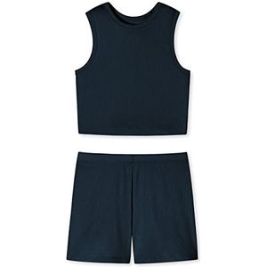 Schiesser Korte kinderpyjama voor meisjes, eenhoorn, 100% biologisch katoen, donkerblauw I, 140 cm