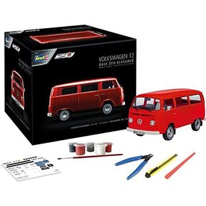 Revell 1034 Adventskalender Volkswagen VW T2 Bus, de cult Bulli met Easy-Click-systeem, accessoires, rood