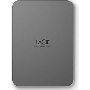 LaCie MOBILE DRIVE Secure 2TB draagbare externe harde schijf, 2,5 inch, Mac & PC, space grey, incl. 2 jaar Rescue Service, modelnr.: STLR2000400
