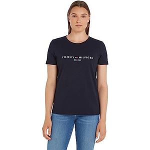 Tommy Hilfiger Heritage Hilfiger C-Nk Reg T-shirt S/S gebreide tops voor dames, Desert Sky, XXS