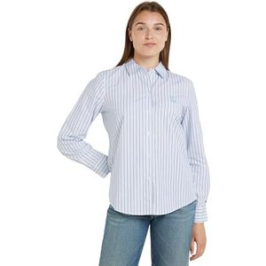 Tommy Hilfiger Dames Stripe Regular Shirt L/S, Klassieke Shirting Stp/Vessel Blauw, 64