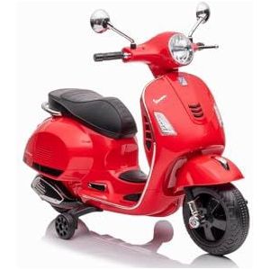 Tachan - Elektrische motorfiets Vespa - rood - oplaadbare accu 12 V - met voor- en achterlicht - +3 jaar (711T00851 CPA Toy Group)