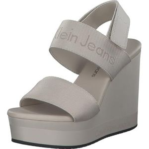 Calvin Klein Jeans Vrouwen Wedge Sandaal Webbing in Mr Yw0yw01360, Beige Eierschaal, 39 EU